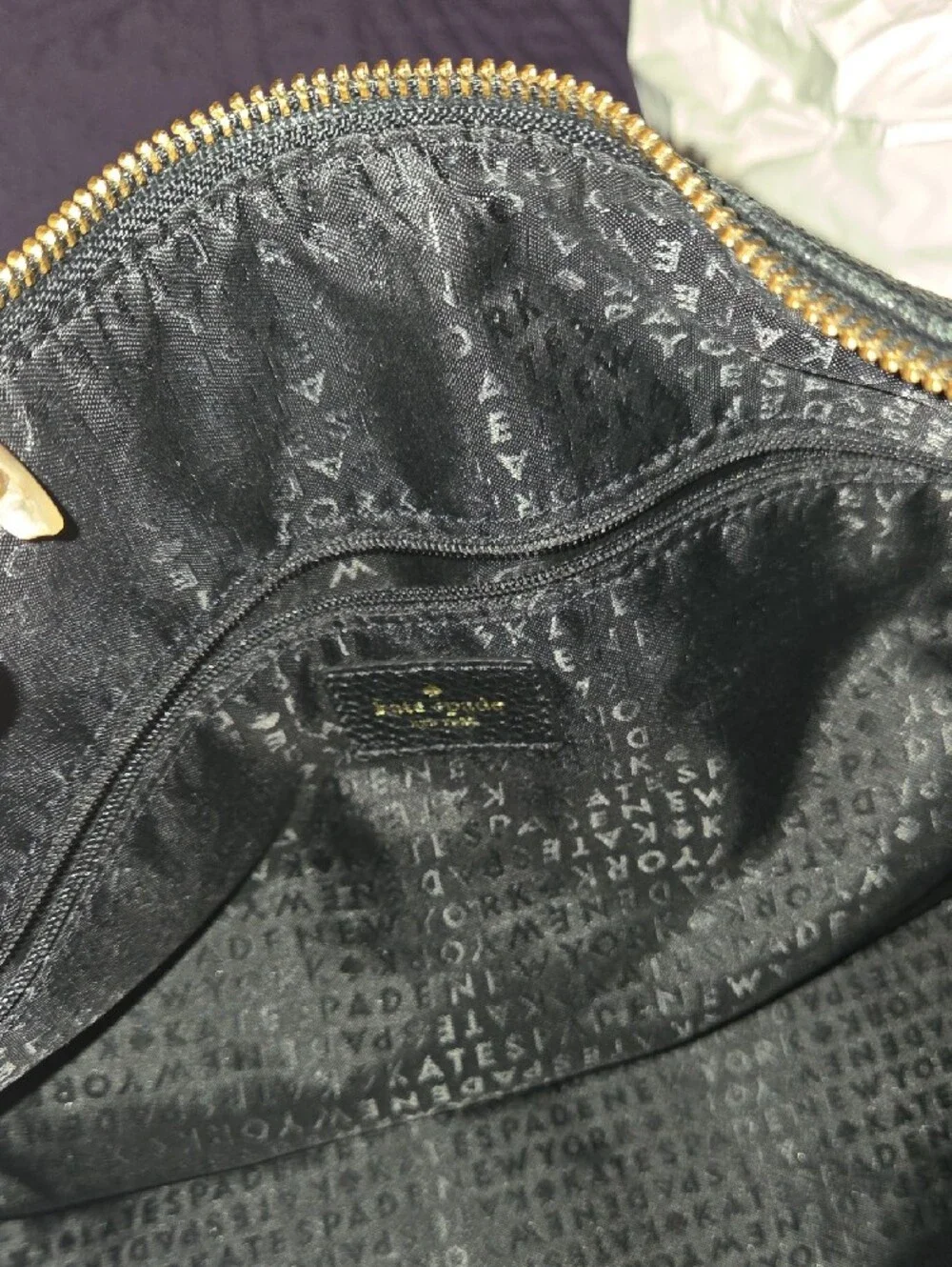 kate spade Black Pebbled Leather Shoulder Hobo with Gold Hardware..